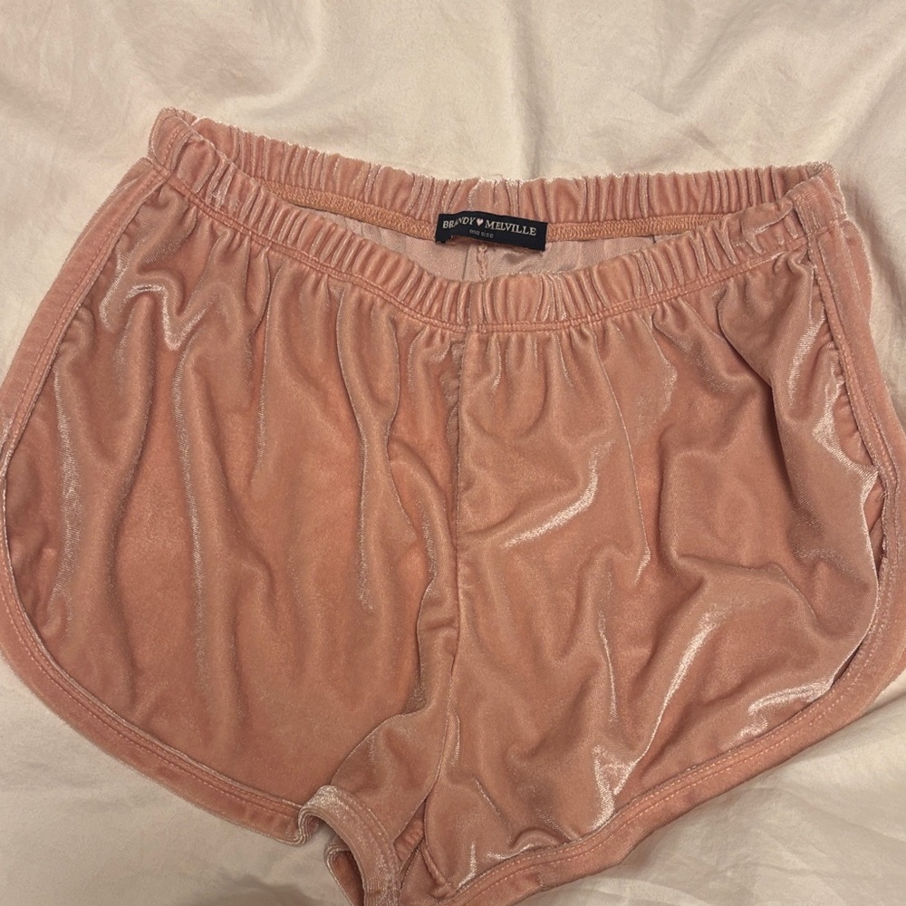 Brandy Melville Blush Velvet Lounge Shorts